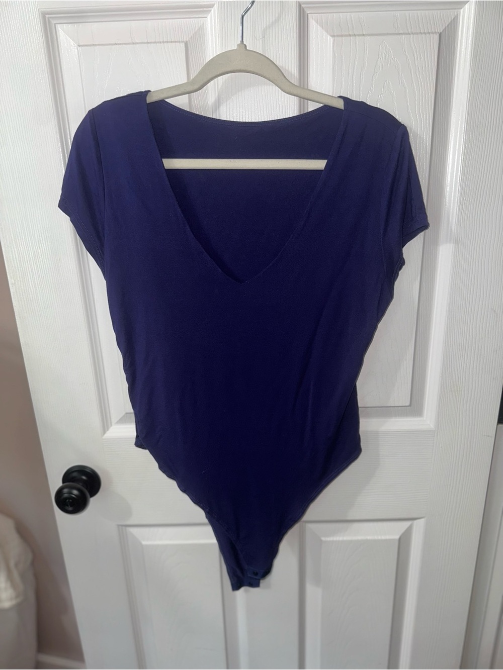 Amazon Deep Navy V-Neck Short Sleeve Bodysuit